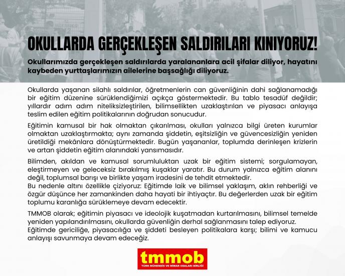 OKULLARDA GERÇEKLEŞEN SALDIRILARI KINIYORUZ!