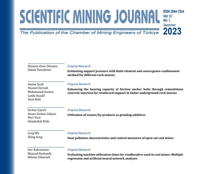 BİLİMSEL MADENCİLİK DERGİSİ’NİN 2023 YILI EYLÜL SAYISI (62/3) YAYIMLANMIŞTIR.