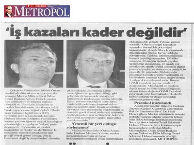 ULUSLARARASI MADEN İŞLETMELERİNDE İŞÇİ SAĞLIĞI VE İŞ GÜVENLİ SEMPOZYUMU 2019 BASINDA YER ALDI (04.10.2019)