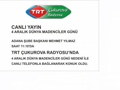 TRT ÇUKUROVA RADYOSU CANLI YAYINA KATILDIK (04/12/2017)