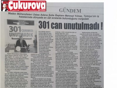 BASINDA ŞUBEMİZ (SOMA MADEN FACİASI ADANA DA 4.YILINDA ANILDI (12.05.2018))