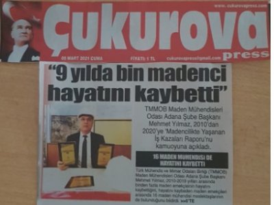 ŞUBE BAŞKANIMIZ MEHMET YILMAZ 2010DAN 2020YE MADENCİLİKTE YAŞANAN İŞ KAZALARI RAPORU BASIN AÇIKLAMASI BASINDA YER ALDI (05.03.2021)
