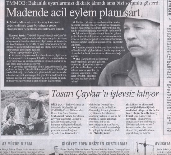 Madende acil eylem planı şart.