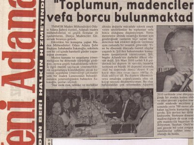 BASINDA MADENCİLER GÜNÜ VE MADENCİLER BALOSU (8 OCAK 2011)              