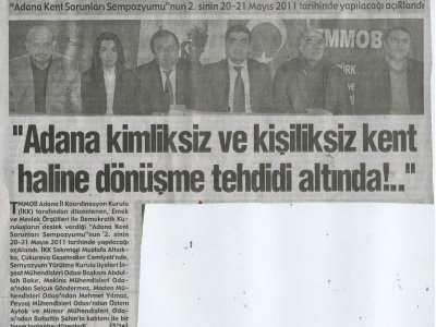 ADANA KENT SORUNLARI SEMPOZYUMU – II  (12 OCAK 2011 )