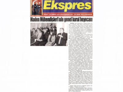 6. DÖNEM MADEN MÜHENDİSLERİ ODASI ADANA ŞUBESİ GENEL KURULU VE SEÇİMİ BASINDA GENİŞ YER ALDI (23-24 Ocak 2012)