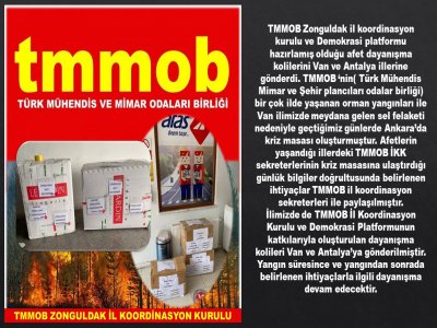 DAYANIŞMA KOLİLERİ VAN VE ANKARA`YA ULAŞTIRILDI