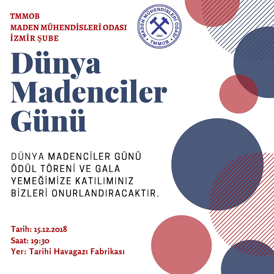MADEN MÜHENDİSLERİ ODASI İZMİR ŞUBESİ DÜNYA MADENCİLER GÜNÜ ETKİNLİKLERİ 