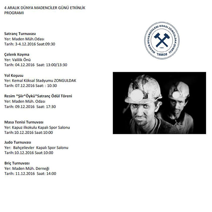 4 ARALIK MADENCİLER BAYRAMI PROGRAMI