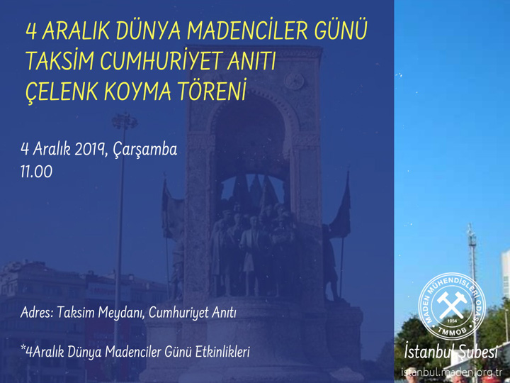 4 Aralık Dünya Madenciler Günü İstanbul Etkinlik Programı