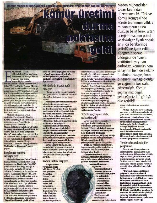 Kömür Üretimi Durma Noktasına Geldi .